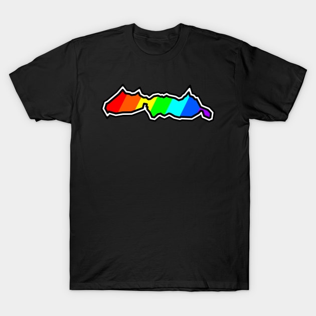 Malcom Island Silhouette in Rainbow Colours - Colourful Pattern - Malcolm Island T-Shirt by Bleeding Red Paint